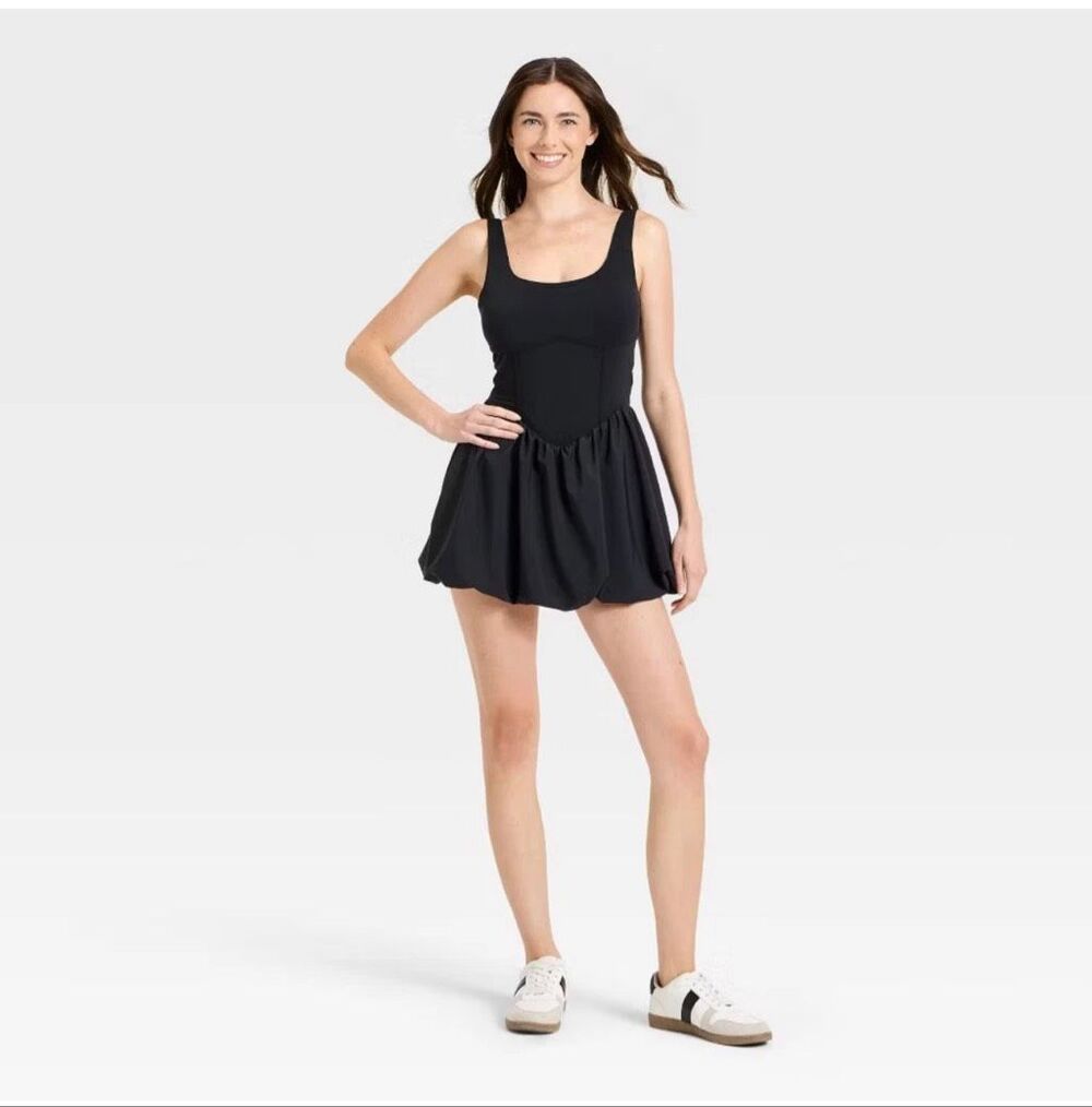 Joy Lab Black Bubble Active Dress With Shorts Size Medium New